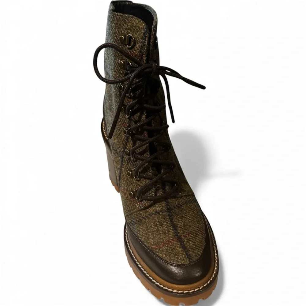 Tory Burch Miller Wool Lug Sole Hiker Booties Brown Ankle Boots Size 10